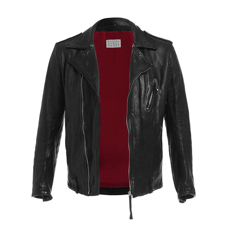 THE "BRANDO" CLASSIC MOTORCYCLE LEATHER JACKET IN BLACK